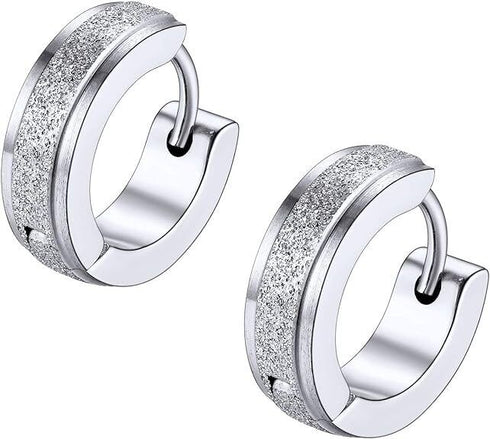 316L Surgical Steel Classic Frosted Men Women Hypoallergenic Huggie Hoop Earring